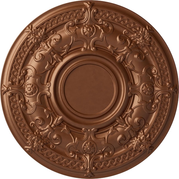 Ekena Millwork Dauphine Ceiling Medallion (Fits Canopies up to 13 1/4"), 33 7/8"OD x 1 3/8"P, Polished Copper CM33DAPOS - main